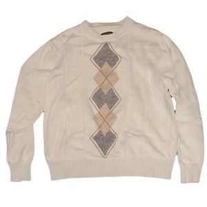 Vintage Dockers Sweater Preppy Argyle Knit Cream Darkacademia sz M 100% Cotton
